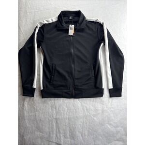 Bleecker & Mercer Track Jacket Mens Medium Black White Streetwear Hip Hop